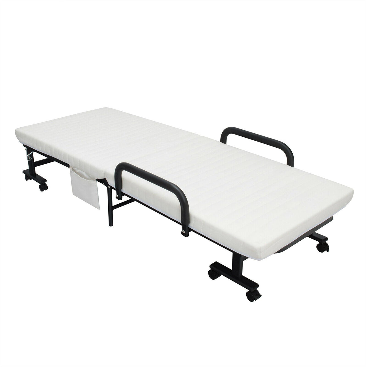 Folding Adjustable Guest Single Bed Lounge Portable with Wheels-Folding Beds-DECOROLALA