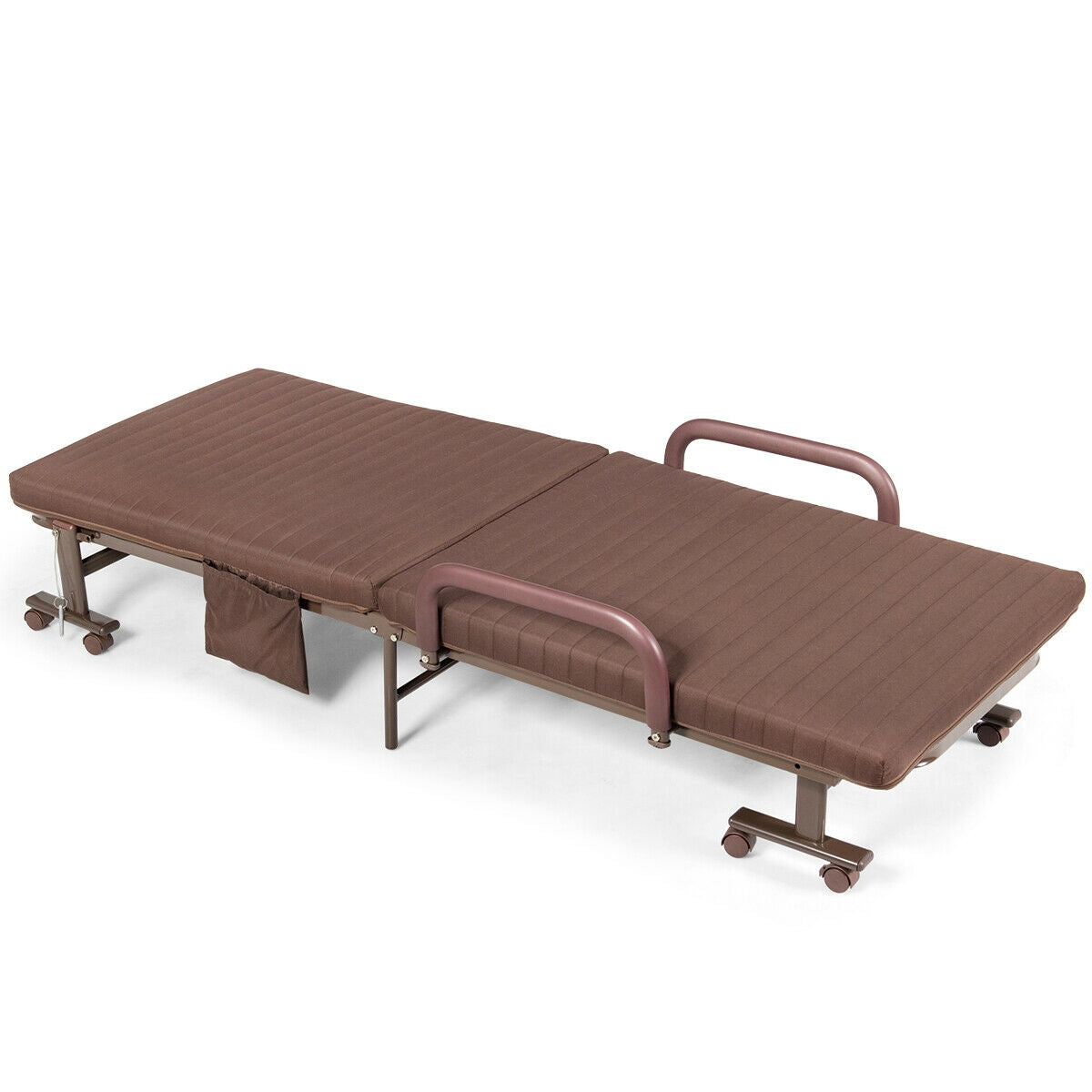 Folding Adjustable Guest Single Bed Lounge Portable with Wheels-Folding Beds-DECOROLALA