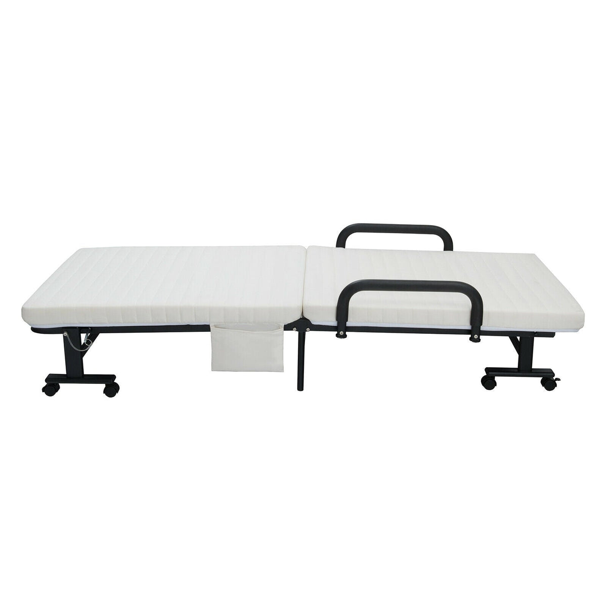 Folding Adjustable Guest Single Bed Lounge Portable with Wheels-Folding Beds-DECOROLALA