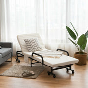 Folding Adjustable Guest Single Bed Lounge Portable with Wheels-Folding Beds-DECOROLALA