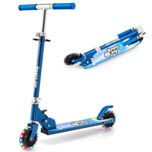 Folding Adjustable Height Kids Toy Kick Scooter with 2 Flashing Wheels