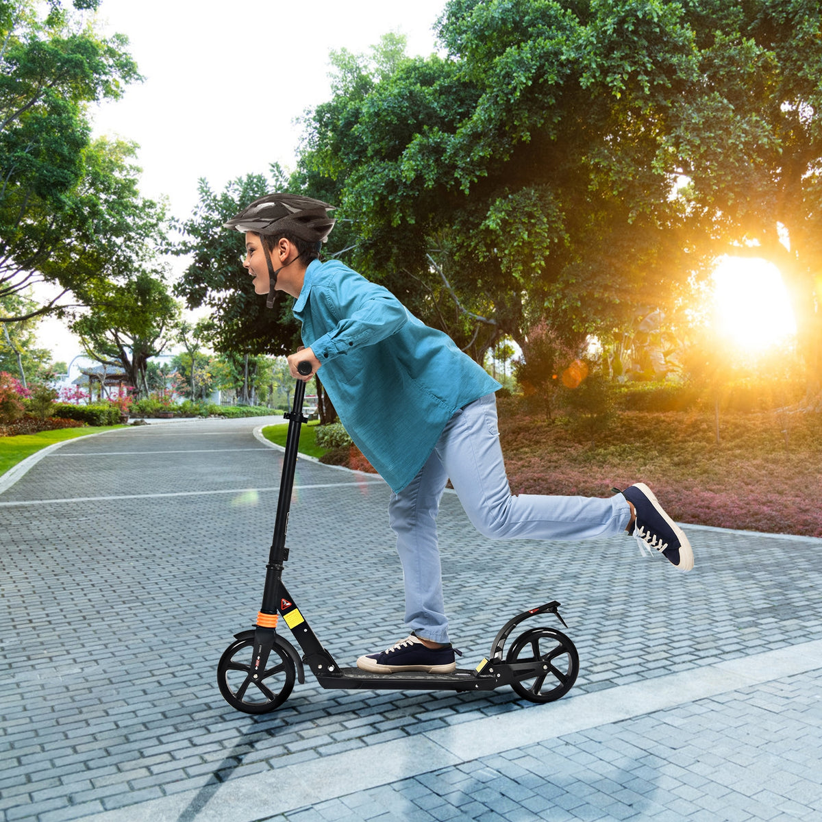 Folding Aluminium Adjustable Kick Scooter with Shoulder Strap