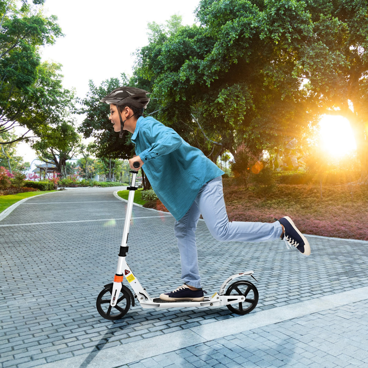Folding Aluminium Adjustable Kick Scooter with Shoulder Strap