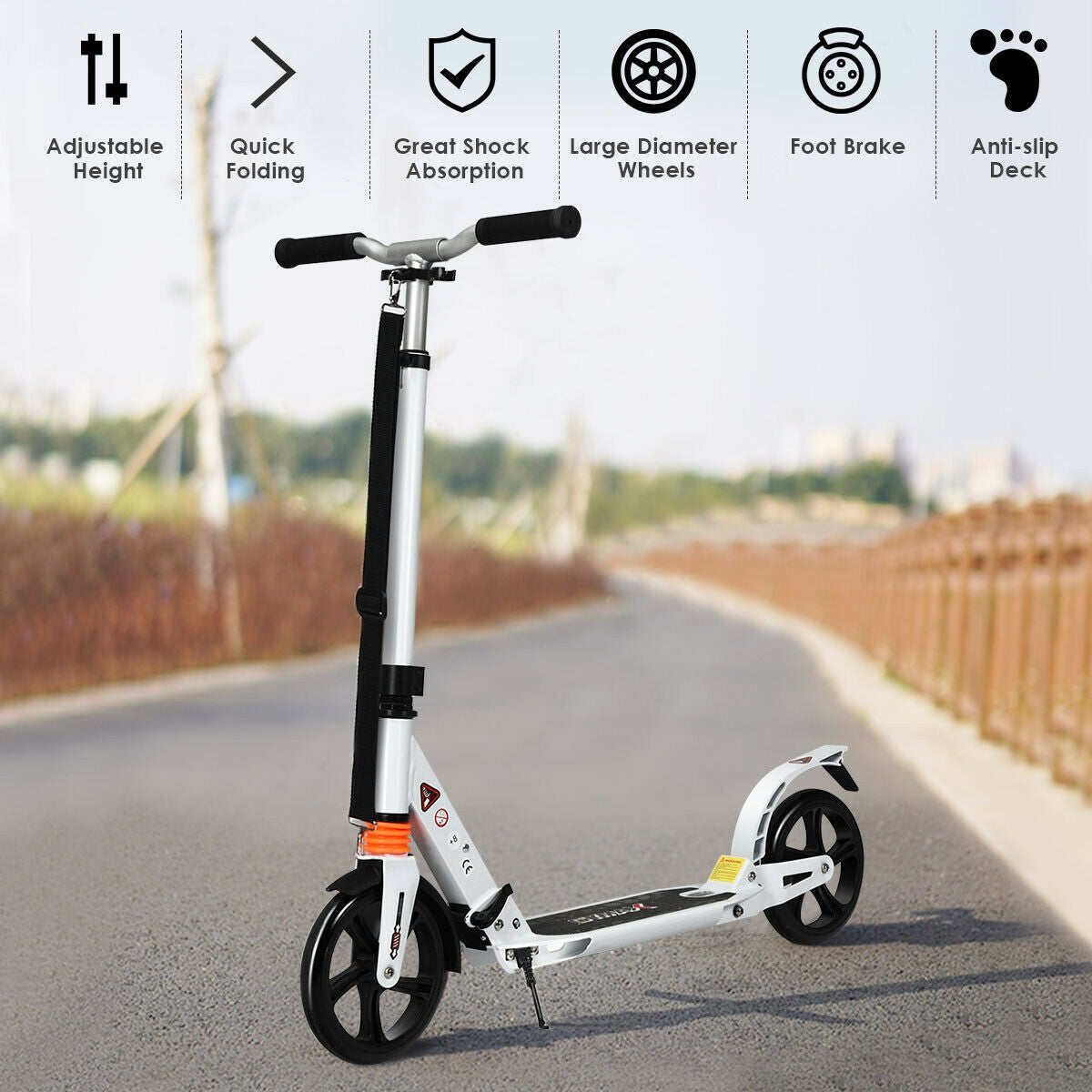 Folding Aluminium Adjustable Kick Scooter with Shoulder Strap