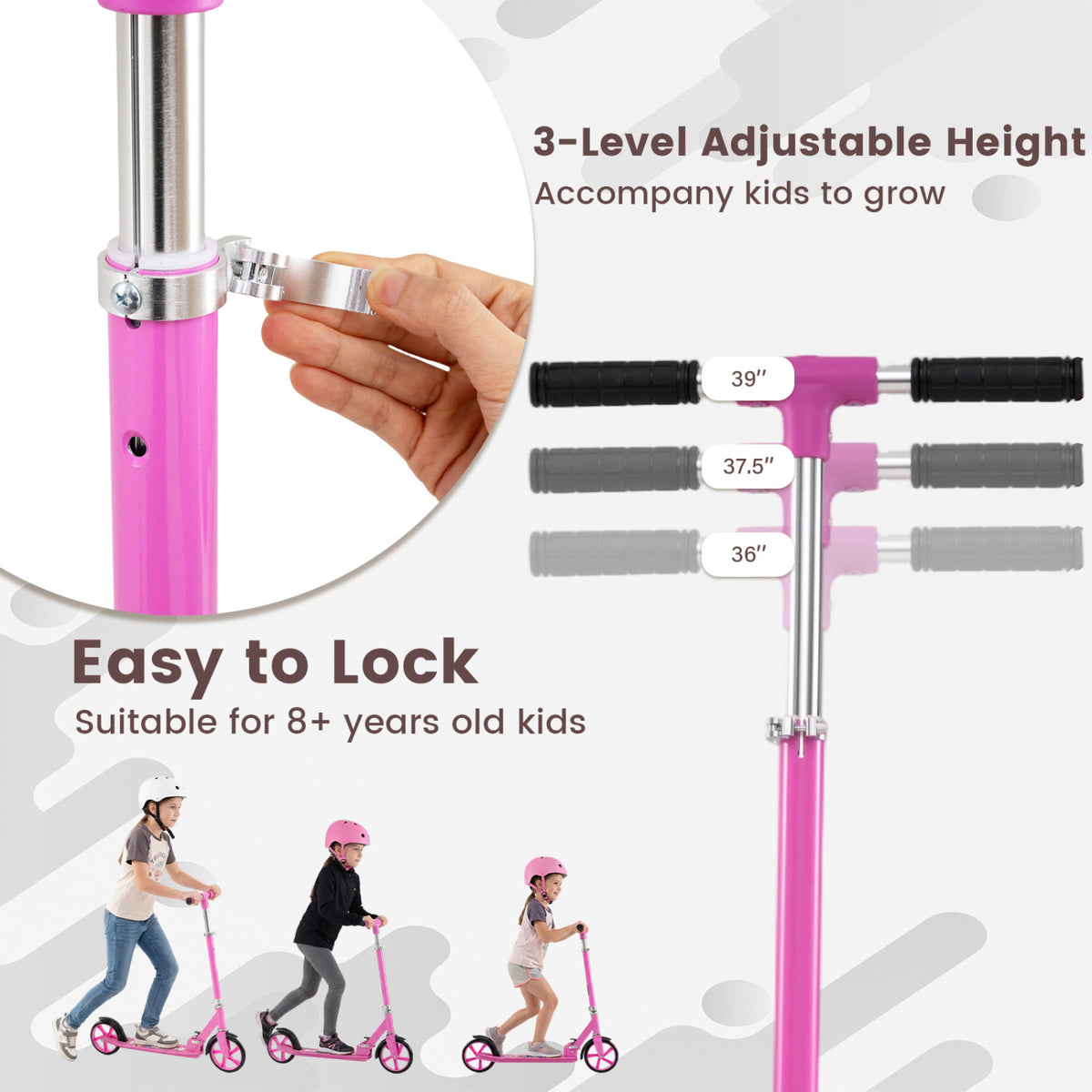 Folding Aluminum Alloy Scooter with 3 Adjustable Heights