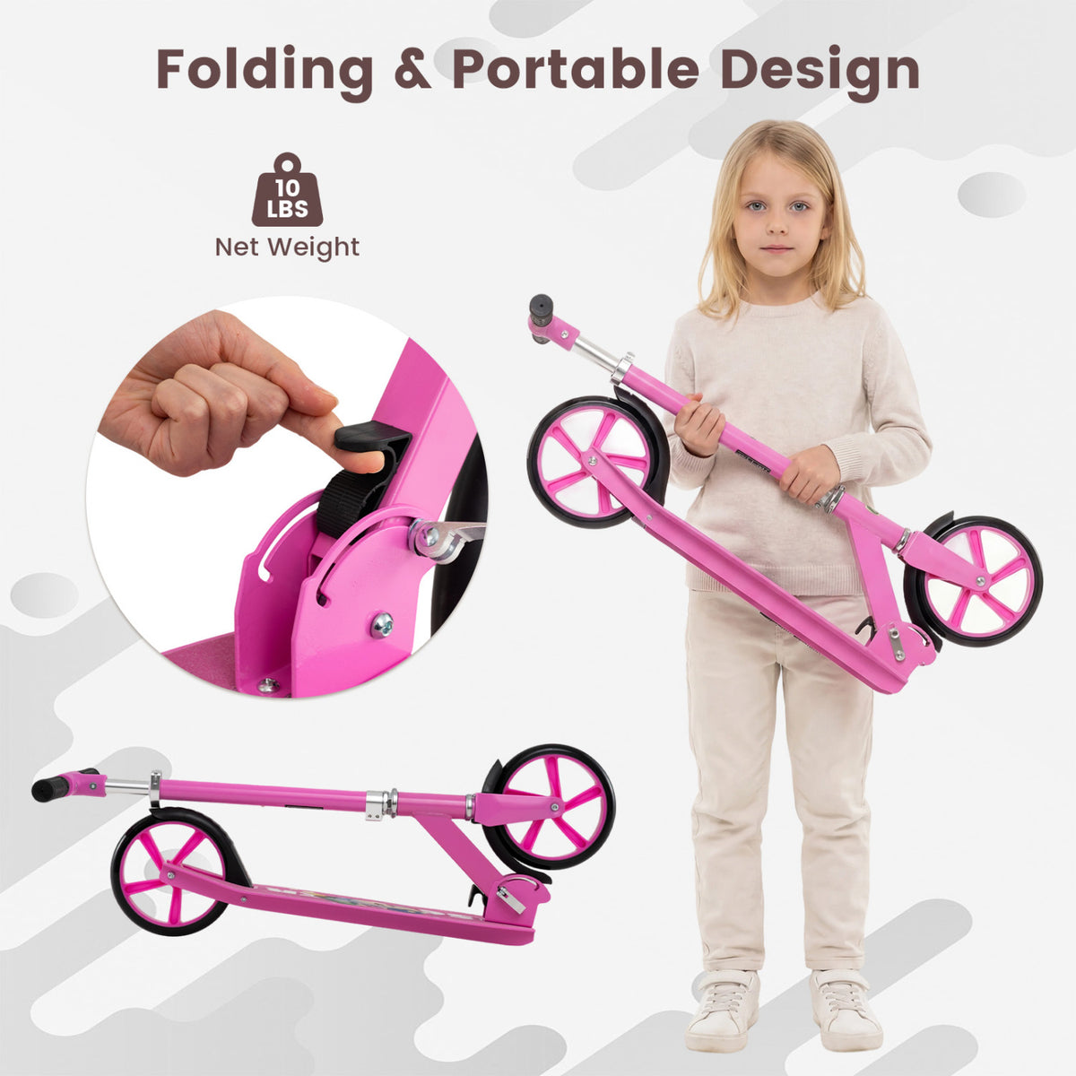 Folding Aluminum Alloy Scooter with 3 Adjustable Heights