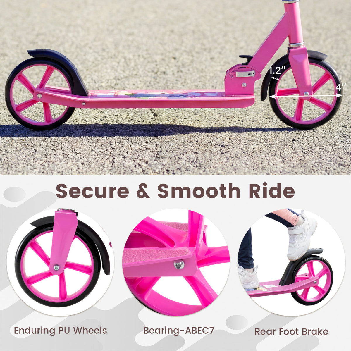 Folding Aluminum Alloy Scooter with 3 Adjustable Heights