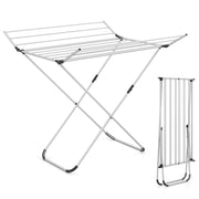 Folding Aluminum Clothes Drying Rack with 2 Side Wings-Laundry Drying Racks-DECOROLALA