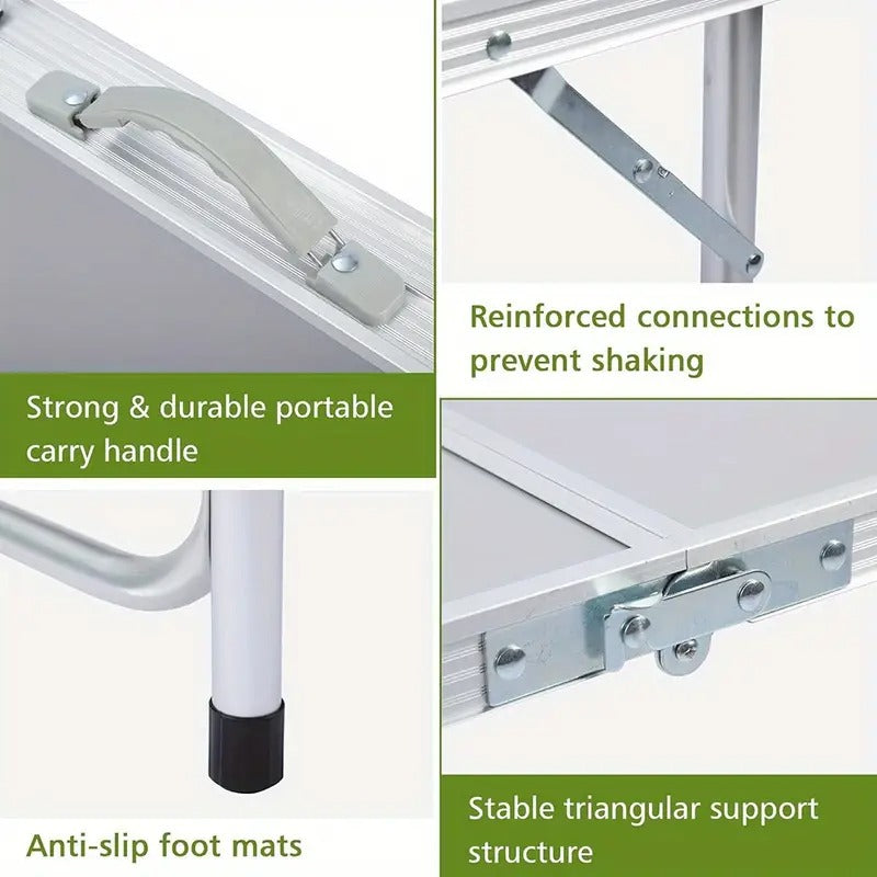 Folding Aluminum Table with Storage Cabinet - White 120cm 3-Height-Folding Tables-DECOROLALA
