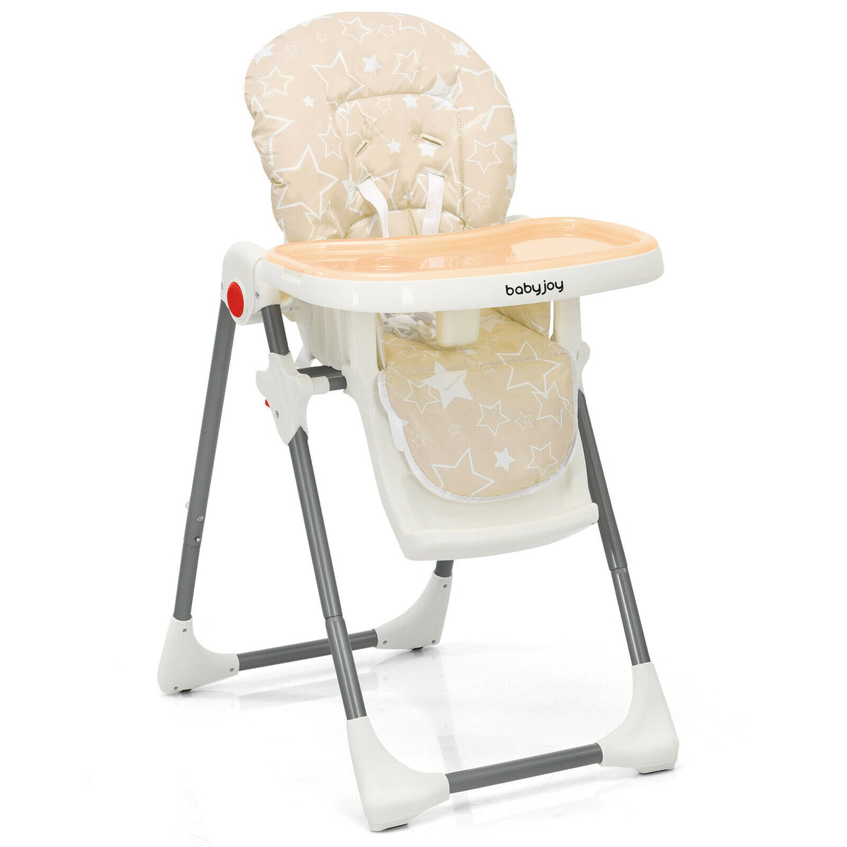 Folding Baby High Dining Chair with 6-Level Height Adjustment-Beige-High Chairs-DECOROLALA