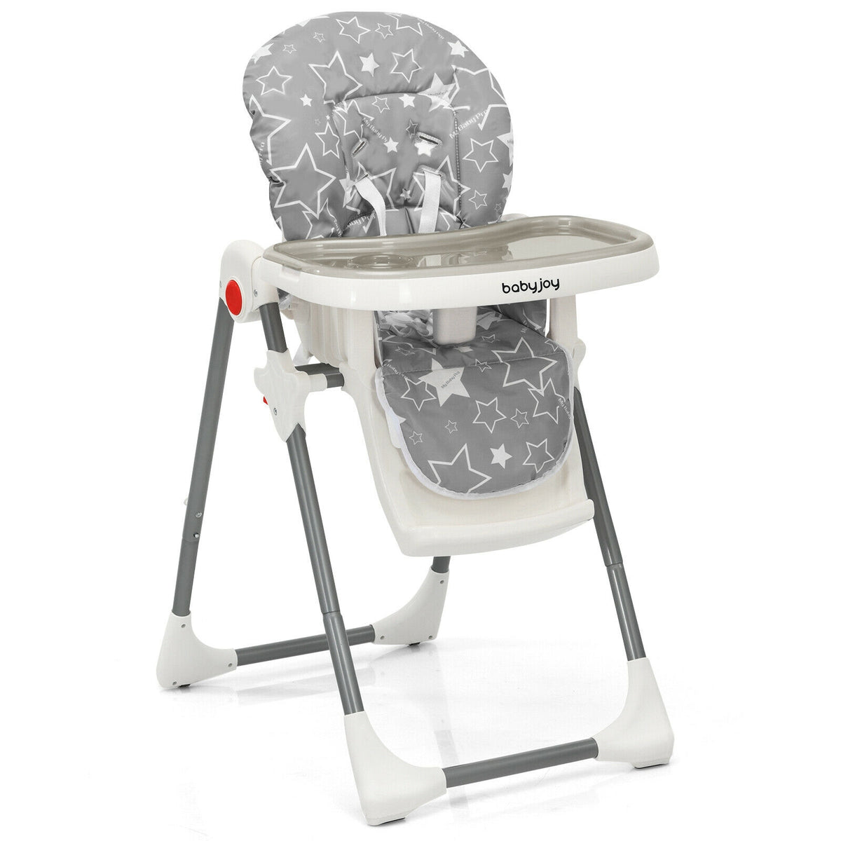 Folding Baby High Dining Chair with 6-Level Height Adjustment-Gray-High Chairs-DECOROLALA