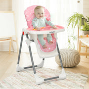 Folding Baby High Dining Chair with 6-Level Height Adjustment-Pink-High Chairs-DECOROLALA