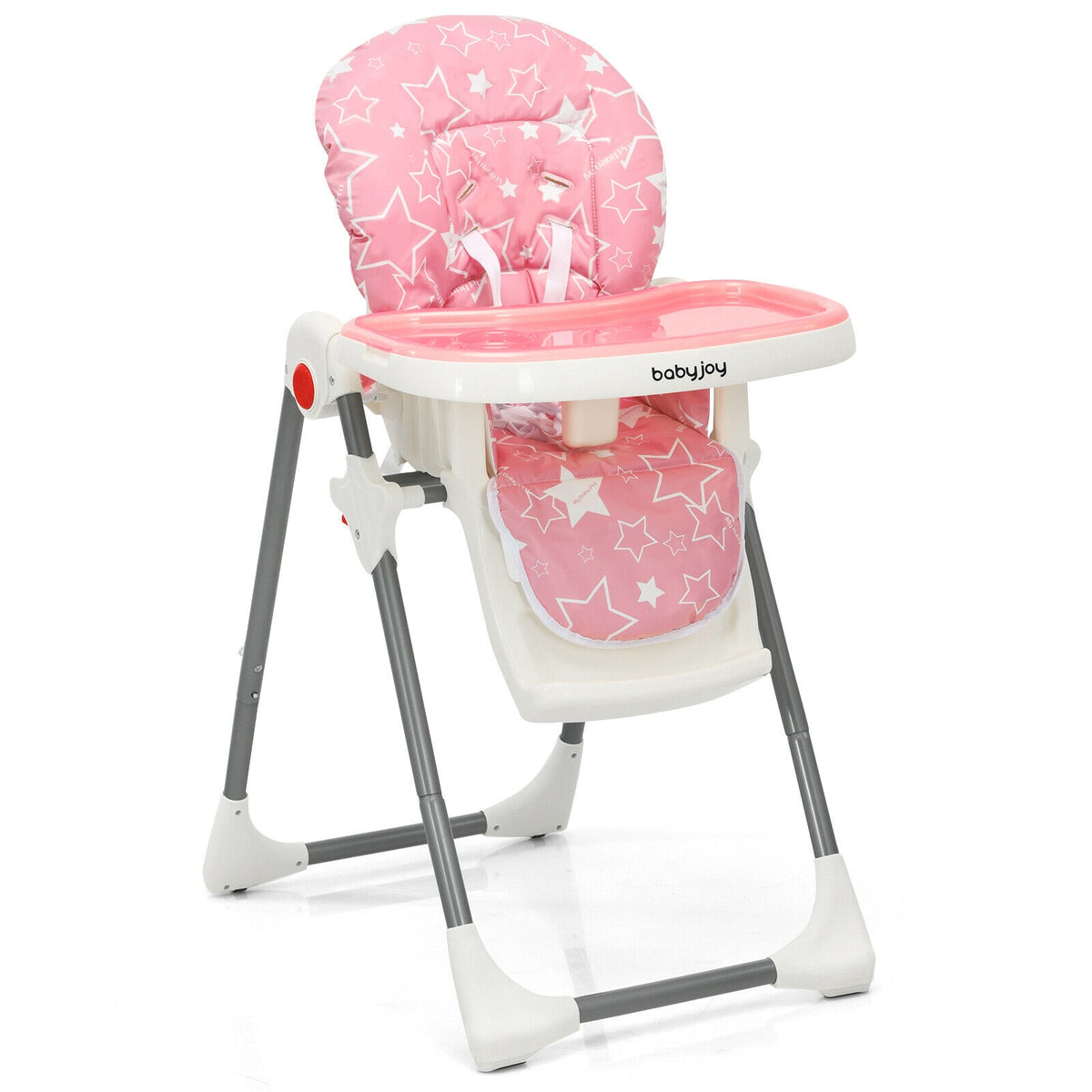 Folding Baby High Dining Chair with 6-Level Height Adjustment-Pink-High Chairs-DECOROLALA