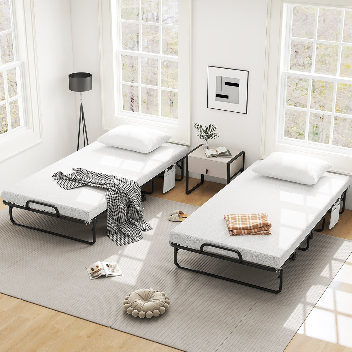 Folding Bed with Memory Foam Mattress and Pillow-Folding Beds-DECOROLALA