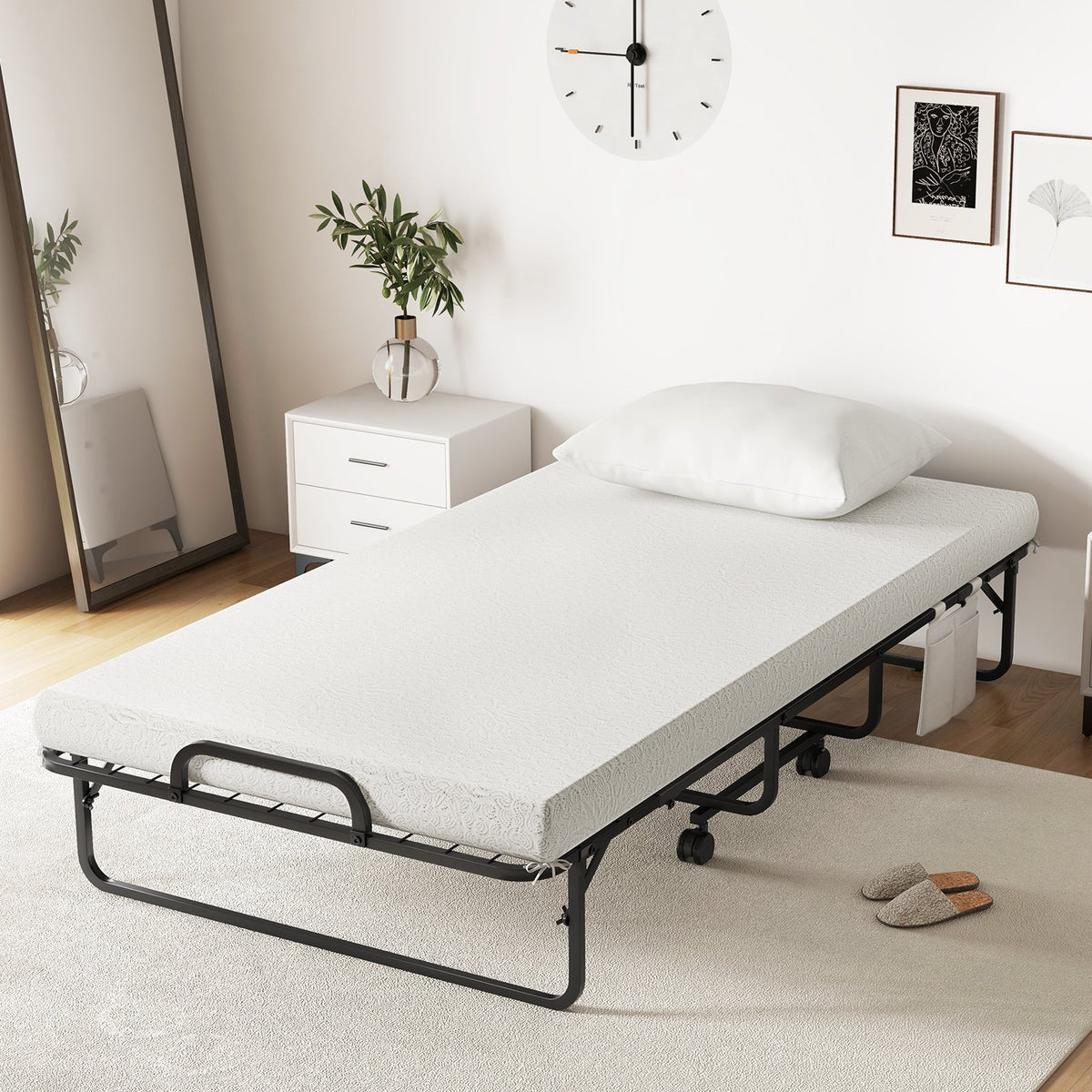 Folding Bed with Memory Foam Mattress and Pillow-Folding Beds-DECOROLALA