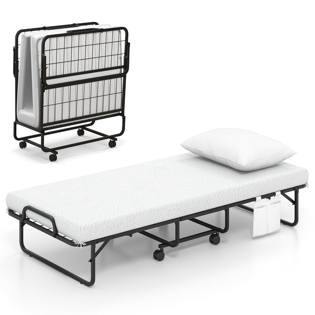 Folding Bed with Memory Foam Mattress and Pillow-Folding Beds-DECOROLALA