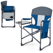 Folding Camping Chair with Cup Holder and Storage Pocket-Navy-Camping Furniture-DECOROLALA