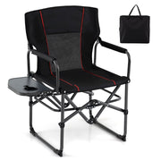 Folding Camping Chair with Side Table and Cup Holder with Carrying Bag-Black-Camping Furniture-DECOROLALA