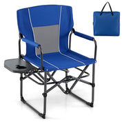 Folding Camping Chair with Side Table and Cup Holder with Carrying Bag-Navy-Camping Furniture-DECOROLALA