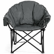 Folding Camping Moon Padded Chair with Carrying Bag-Gray-Camping Furniture-DECOROLALA