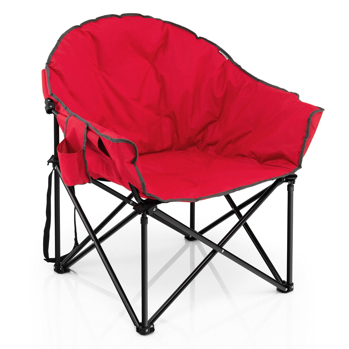 Folding Camping Moon Padded Chair with Carrying Bag-Red-Camping Furniture-DECOROLALA
