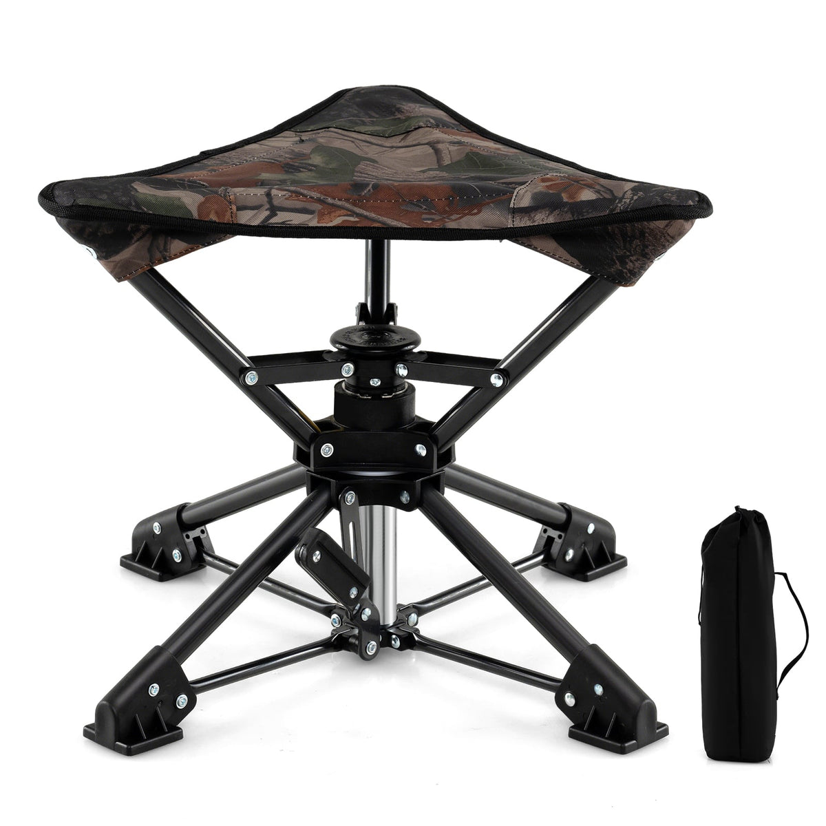 Folding Camping Stool 360° Swivel Hunting Chair with Anti-Sink Feet-Camouflage-Camping Equipment-DECOROLALA