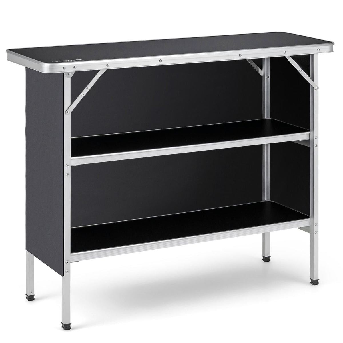 Folding Camping Table with 2-Tier Open Shelves for Outdoor BBQ-Black-Camping Furniture-DECOROLALA
