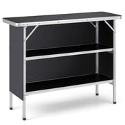 Folding Camping Table with 2-Tier Open Shelves for Outdoor BBQ-Black-Camping Furniture-DECOROLALA