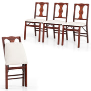 Folding Chairs Set of 4 Upholstered Dining Chairs with Comfy Padded Seats-Brown-Dining Chairs-DECOROLALA