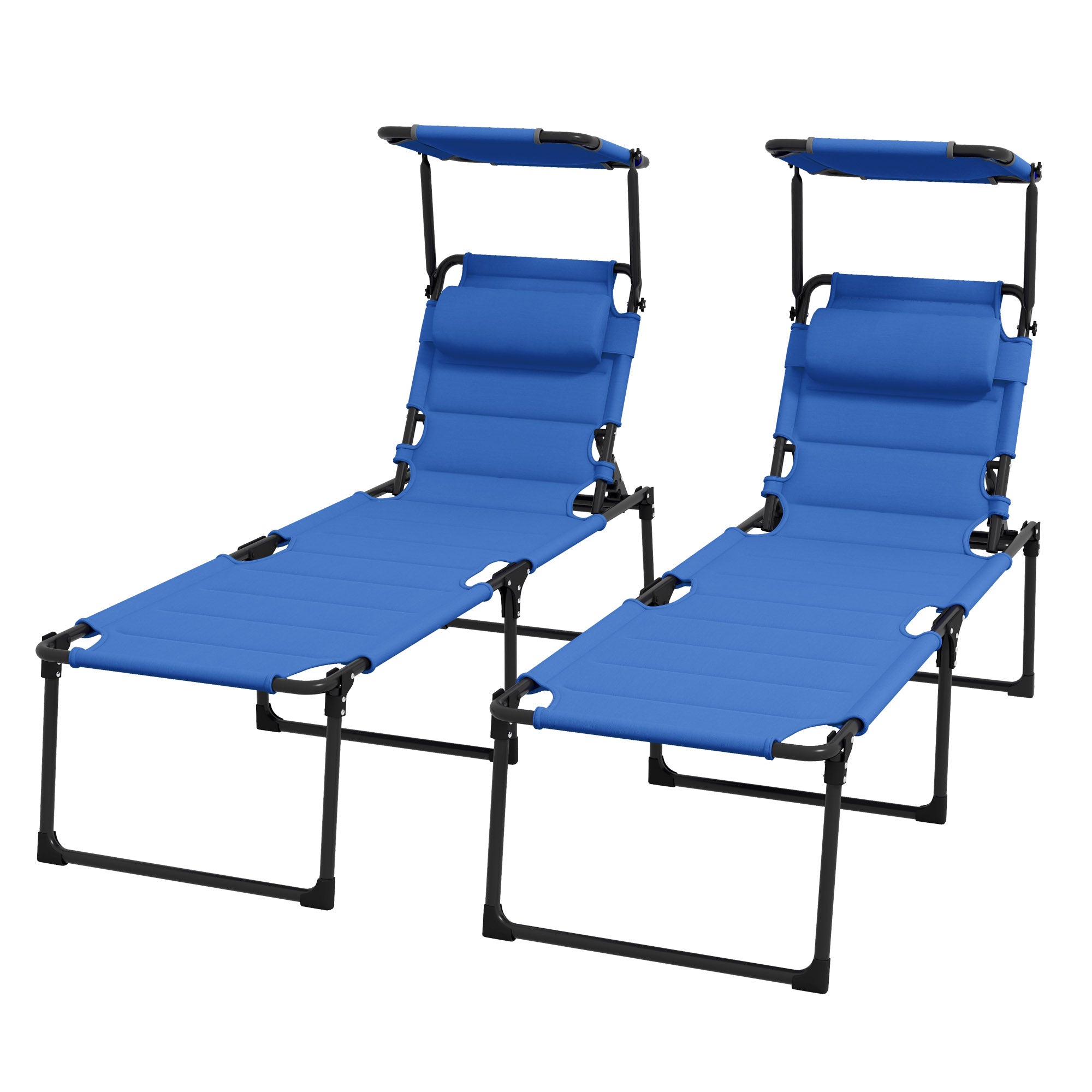 Folding Chaise Lounge - Adjustable Sunroof, Outdoor Tanning Chair, Blue-DECOROLALA