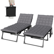 Folding Chaise Lounge Chair Set of 2 - Dark Grey-Outdoor Chaise Lounges-DECOROLALA