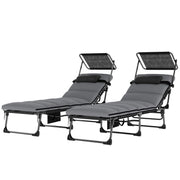 Folding Chaise Lounge Chairs, 2 PCS with Canopy-DECOROLALA