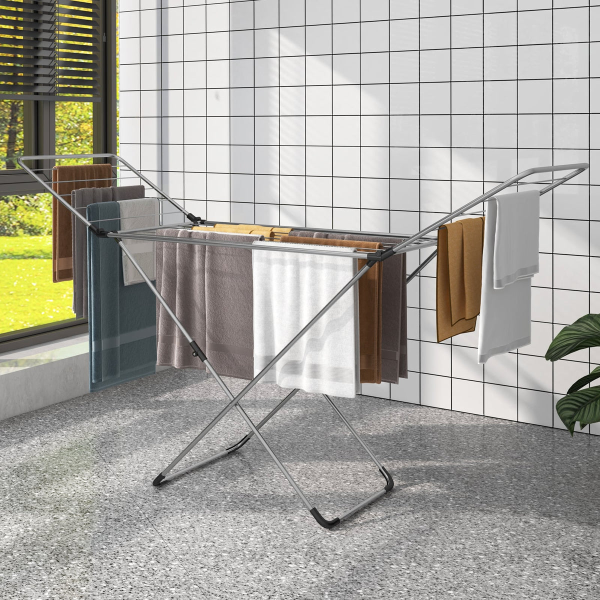Folding Clothes Drying Rack with Adjustable Wings for Indoor and Outdoor Use-Laundry Drying Racks-DECOROLALA