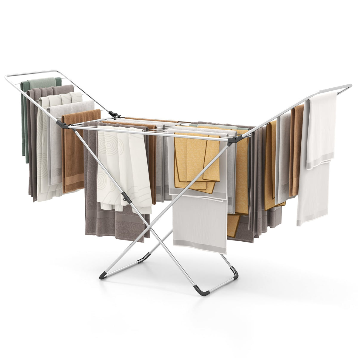 Folding Clothes Drying Rack with Adjustable Wings for Indoor and Outdoor Use-Laundry Drying Racks-DECOROLALA