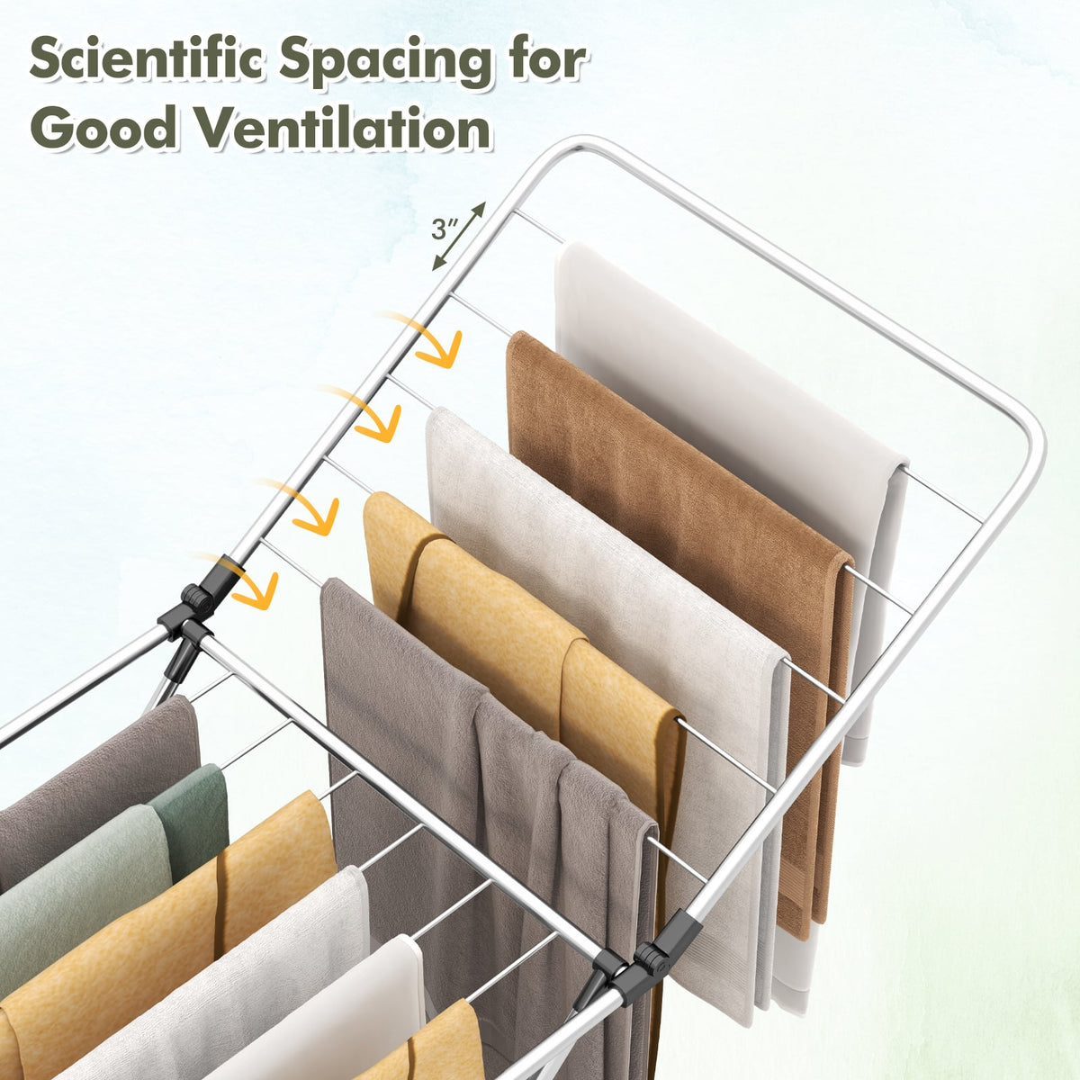 Folding Clothes Drying Rack with Adjustable Wings for Indoor and Outdoor Use-Laundry Drying Racks-DECOROLALA
