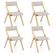 Folding Dining Chair Set of 4 Wooden Upholstered Dining Chairs with Solid Wood Frame-Dining Chairs-DECOROLALA