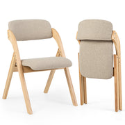 Folding Dining Chairs Set of 2 with Cushion-Beige-Dining Chairs-DECOROLALA