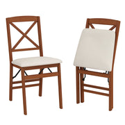 Folding Dining Chairs Set of 2 with Padded Seat and Rubber Wood Frame-A-Dining Chairs-DECOROLALA