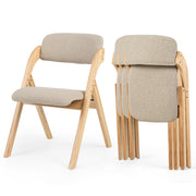 Folding Dining Chairs Set of 4 with Cushion-Beige-Dining Chairs-DECOROLALA