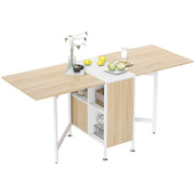 Folding Dining Table with Shelves - Oak and White 66.5"-DECOROLALA