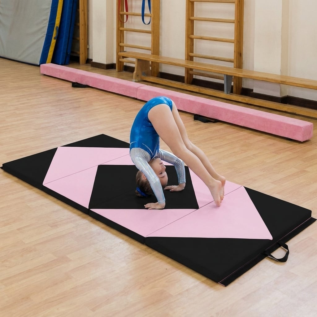 Folding Gymnastics Mat and Portable Floor Balance Beam Set-Yoga & Gym Mats-DECOROLALA