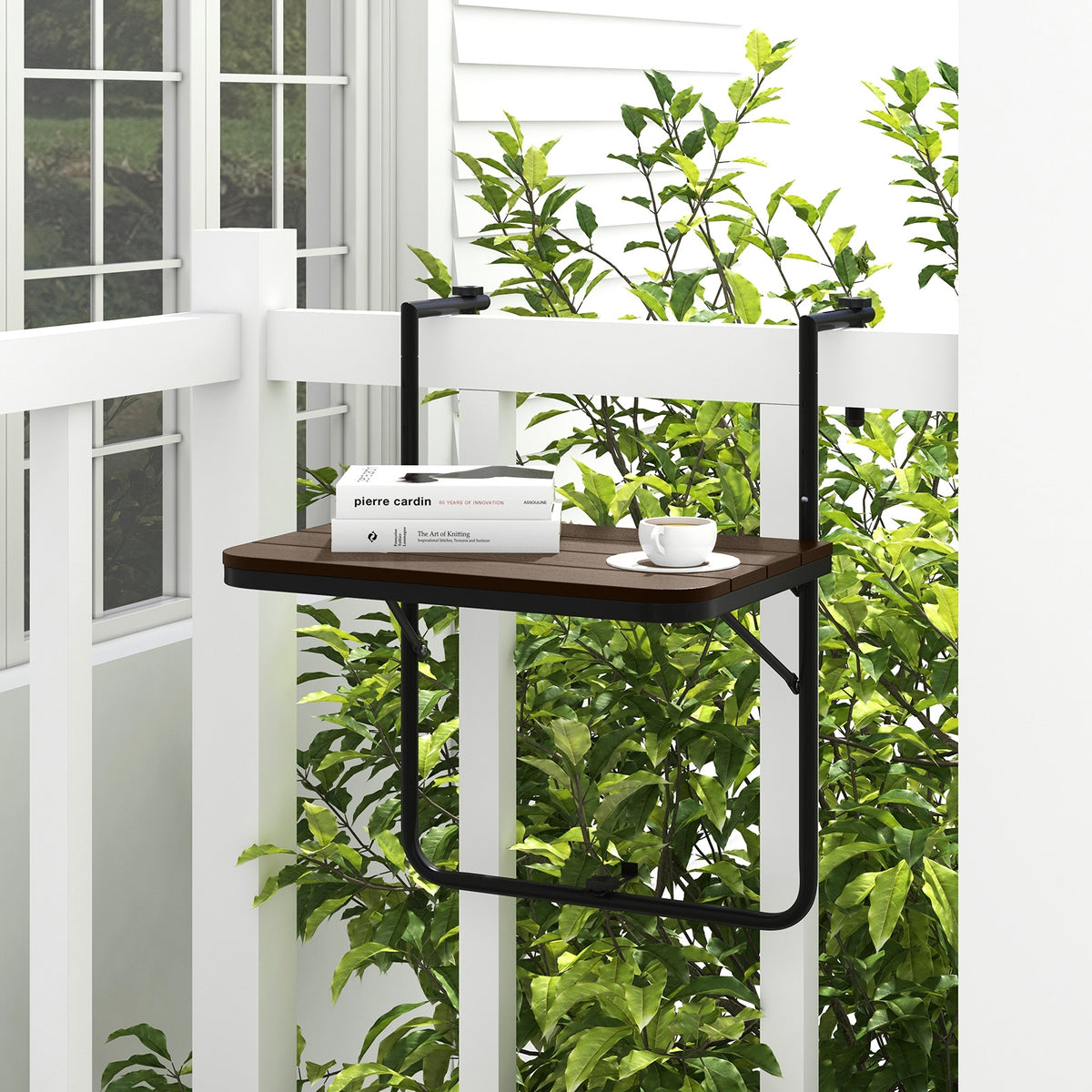 Folding Hanging Table with 3-Level Adjustable Height for Patio Balcony-Coffee-Patio Tables-DECOROLALA