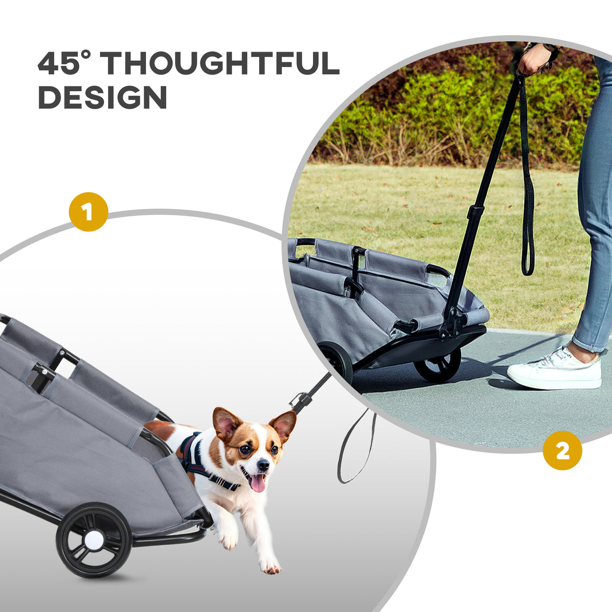 Folding Lightweight Dog Stroller for Miniature Dogs - Grey-Dogs-DECOROLALA