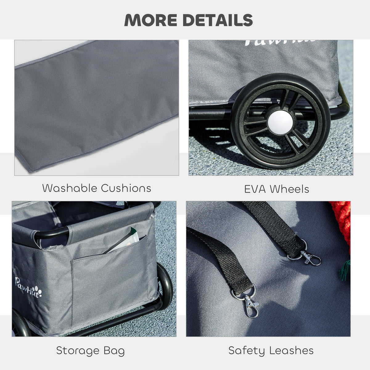 Folding Lightweight Dog Stroller for Miniature Dogs - Grey-Dogs-DECOROLALA