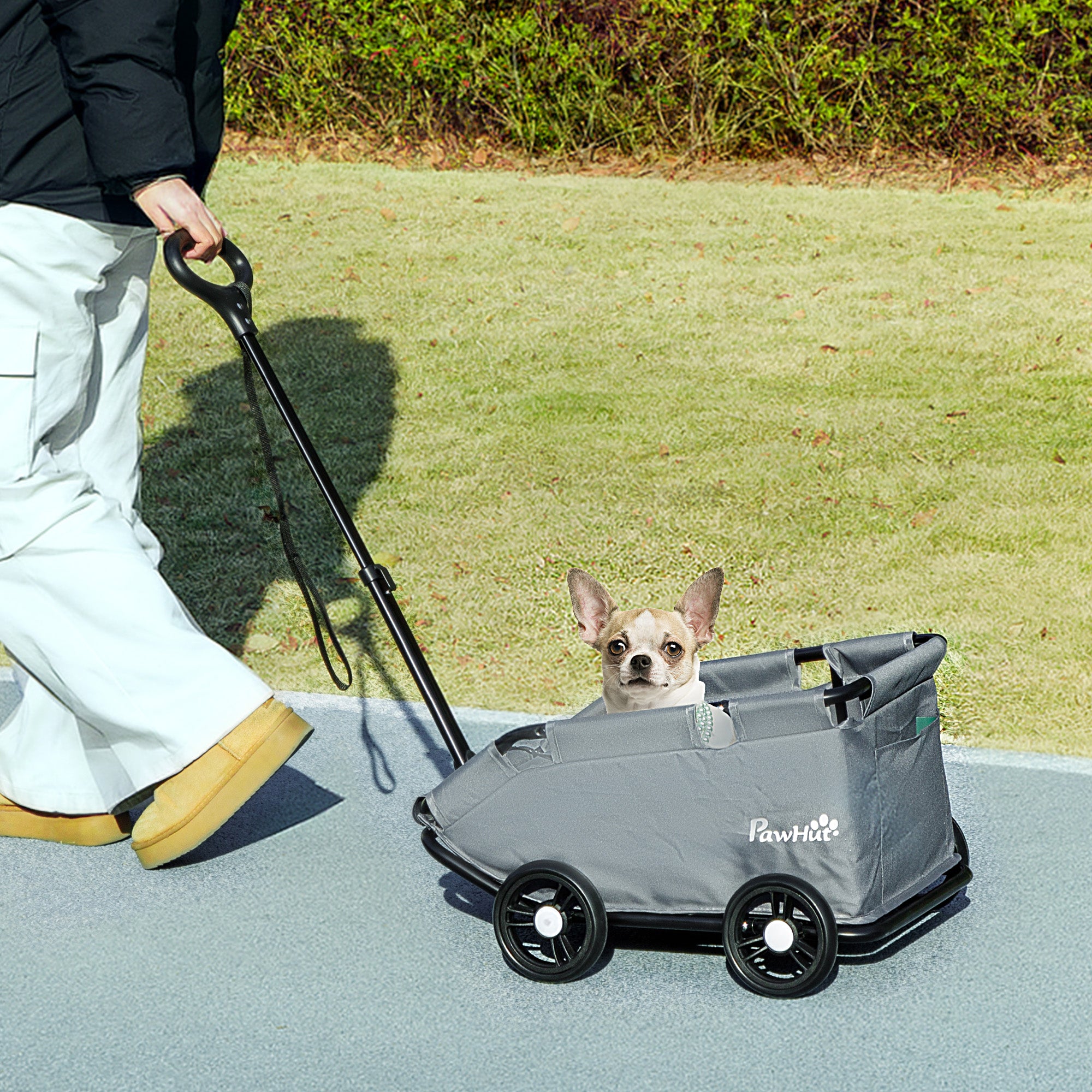 Folding Lightweight Dog Stroller for Miniature Dogs - Grey-Dogs-DECOROLALA
