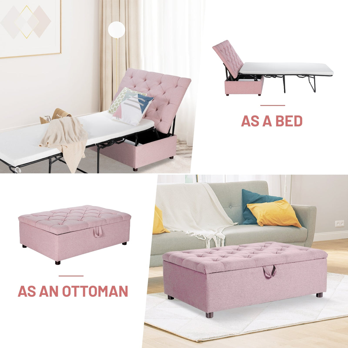 Folding Ottoman Sleeper Bed with Mattress for Guest Bed and Office Nap-Folding Beds-DECOROLALA