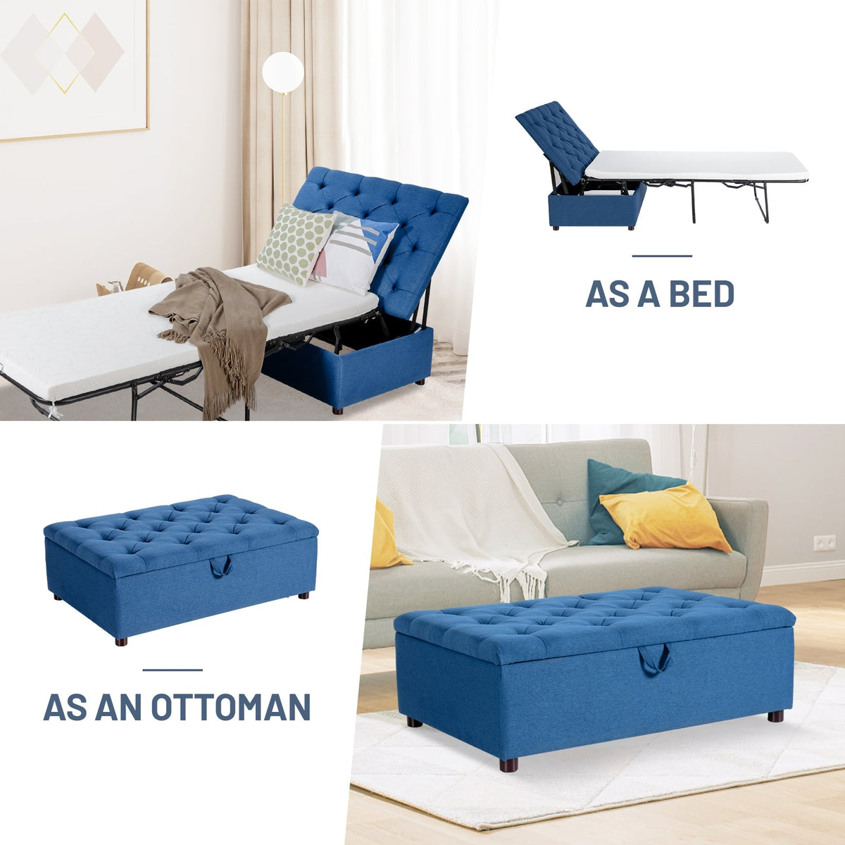 Folding Ottoman Sleeper Bed with Mattress for Guest Bed and Office Nap-Folding Beds-DECOROLALA