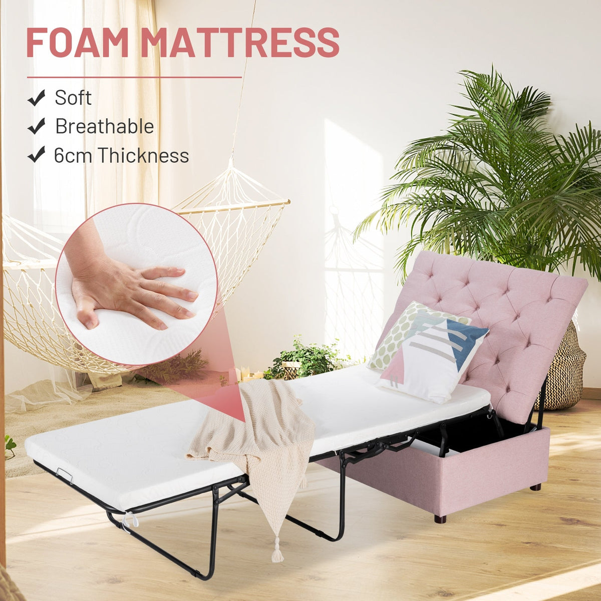 Folding Ottoman Sleeper Bed with Mattress for Guest Bed and Office Nap-Folding Beds-DECOROLALA