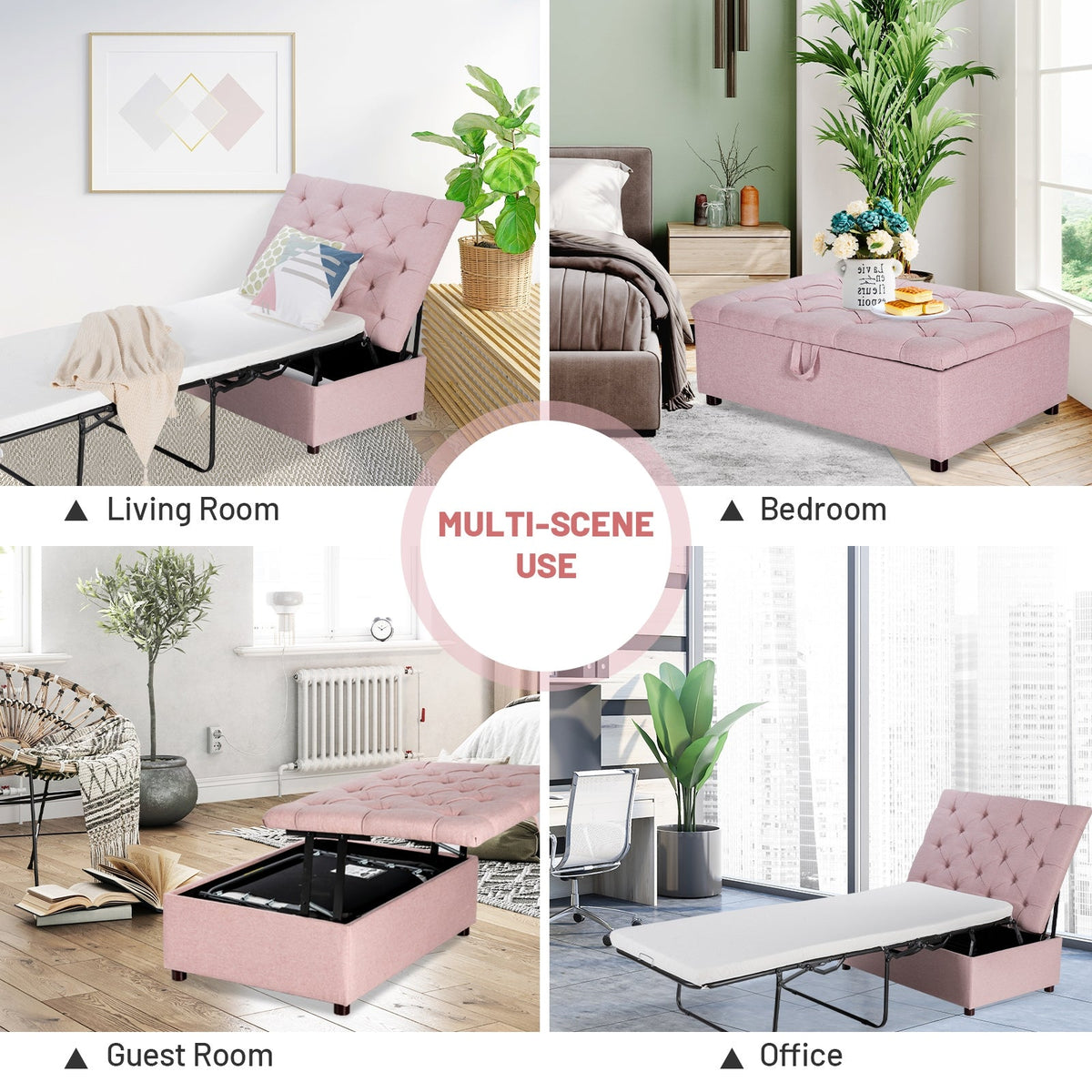 Folding Ottoman Sleeper Bed with Mattress for Guest Bed and Office Nap-Folding Beds-DECOROLALA