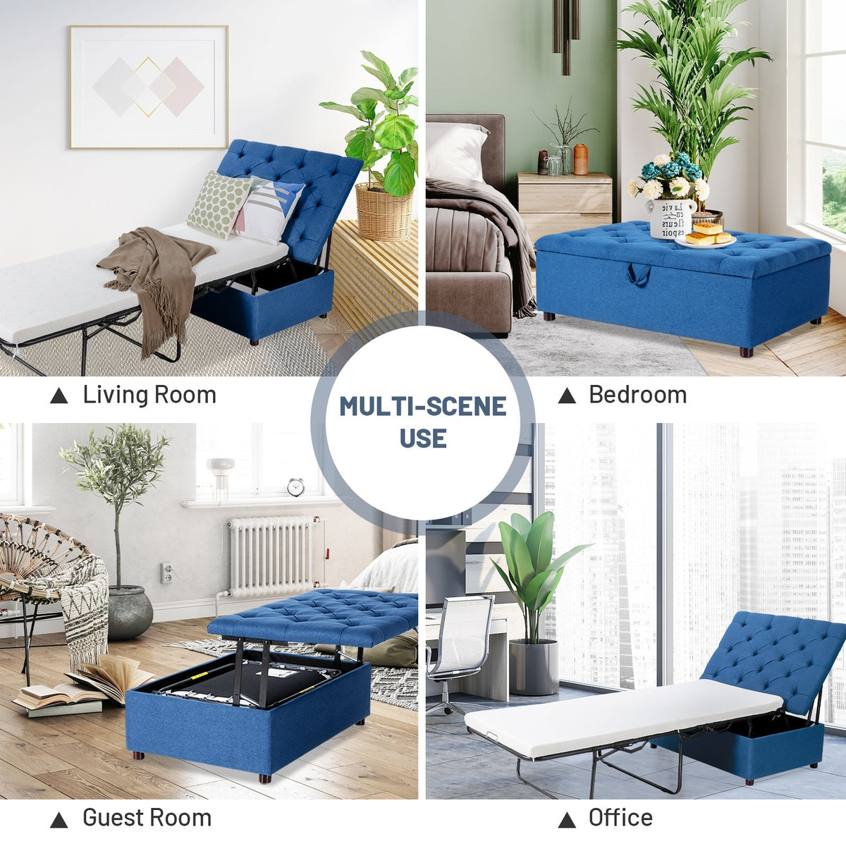 Folding Ottoman Sleeper Bed with Mattress for Guest Bed and Office Nap-Folding Beds-DECOROLALA
